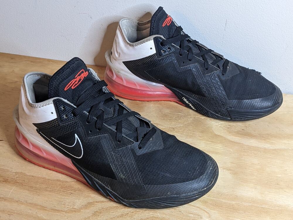 Nike LeBron XVIII 18 Low Heart Of Lion Black White Red Shoes CV7562-002 Men's 12